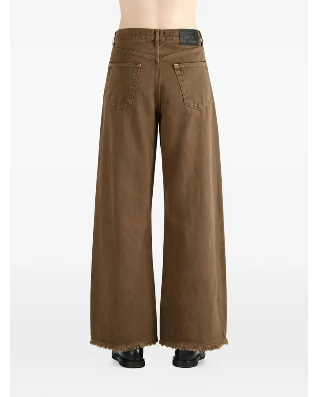 The Elder Statesman Green Frayed-Hem Wide-Leg Jeans