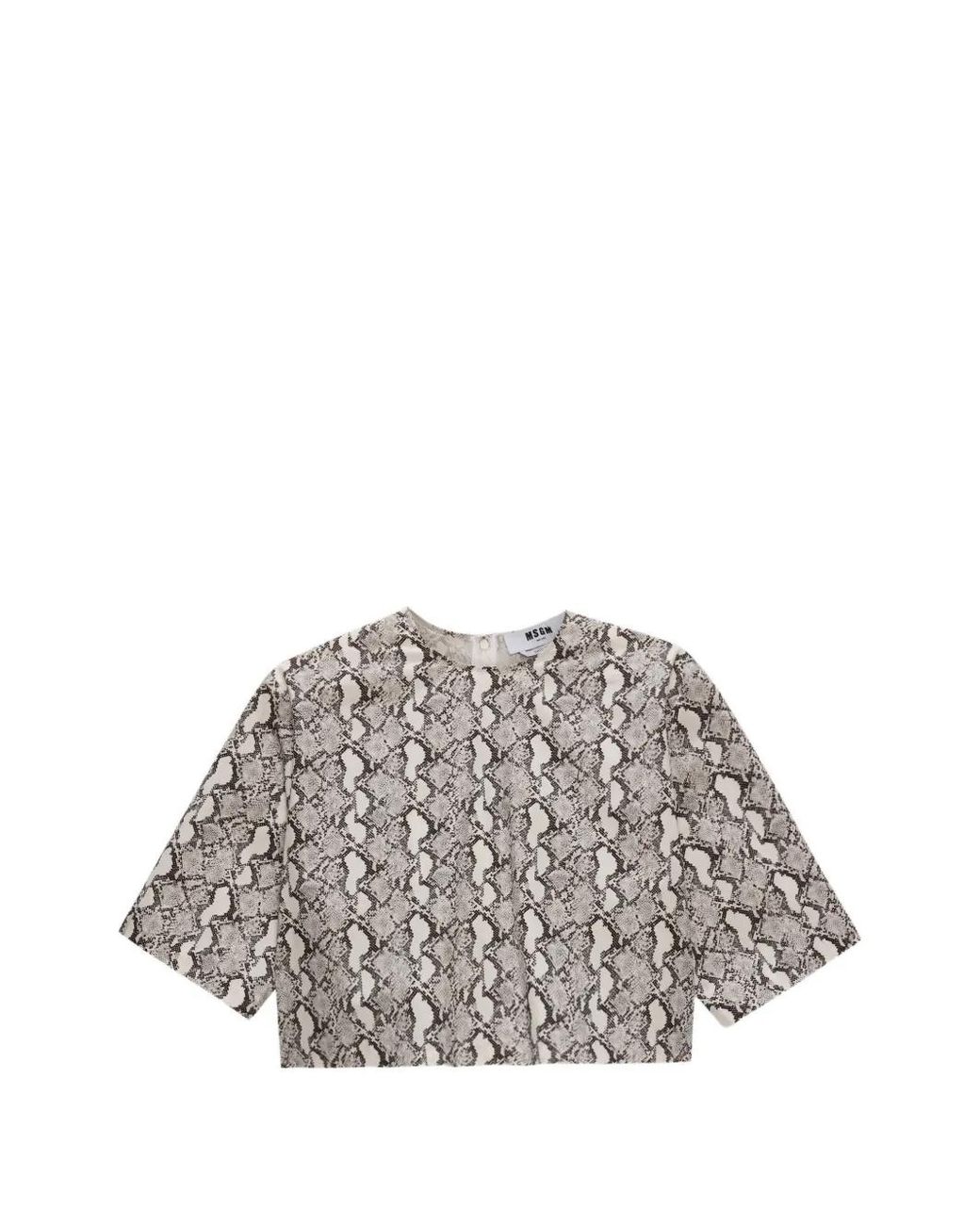 MSGM White Printed Short-Sleeved T-Shirt