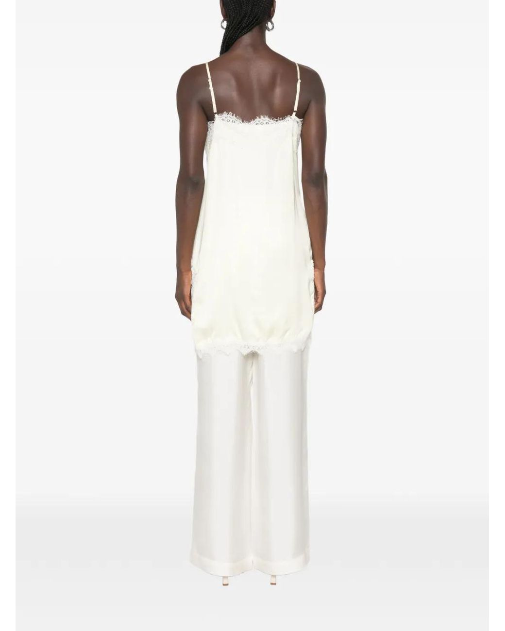ViCOLO White Lace-Trim Top