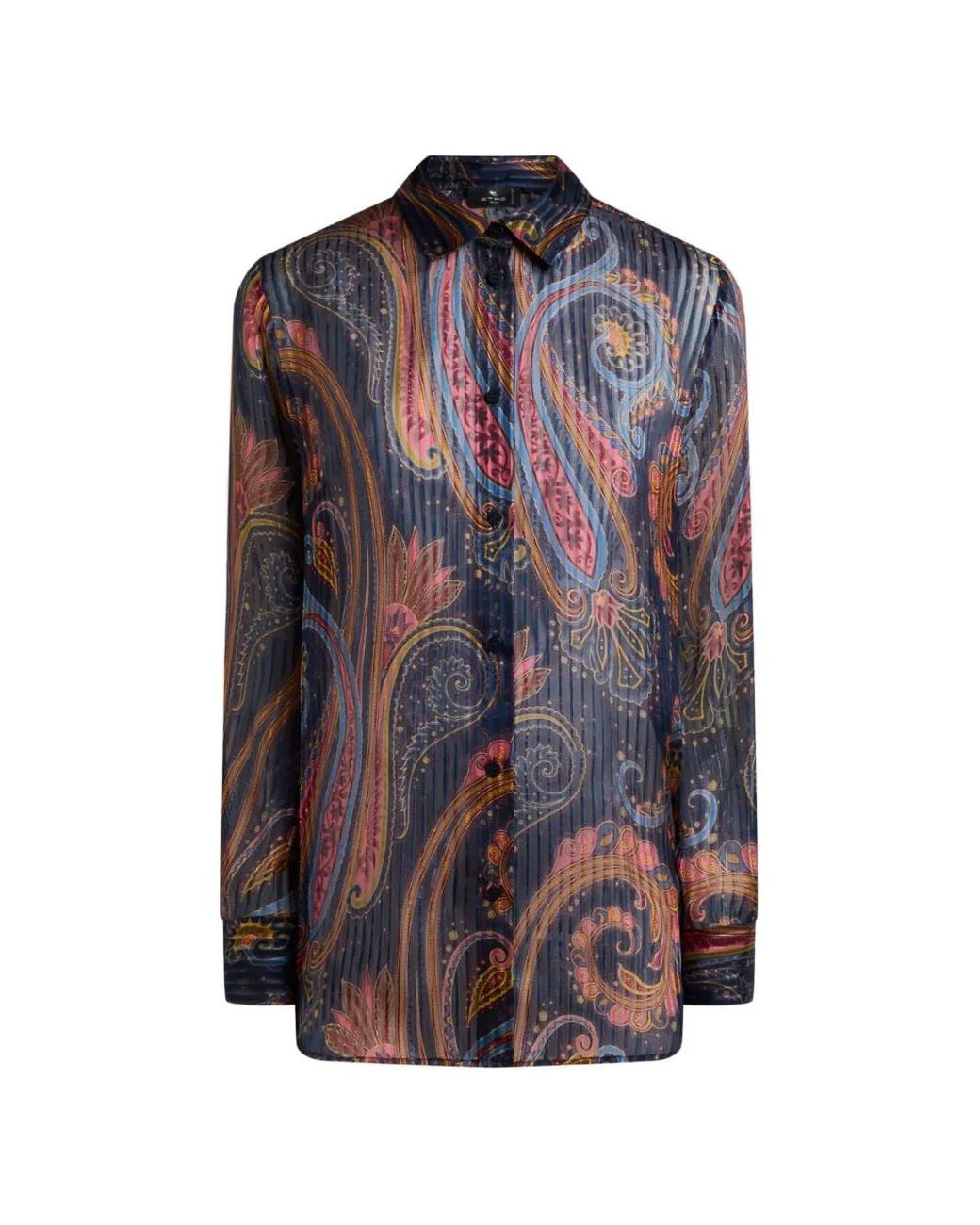 Etro Blue Silk Shirt With Paisley Motif