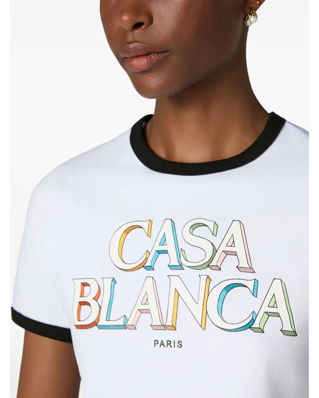 Casablanca White Cropped T-Shirt With Logo