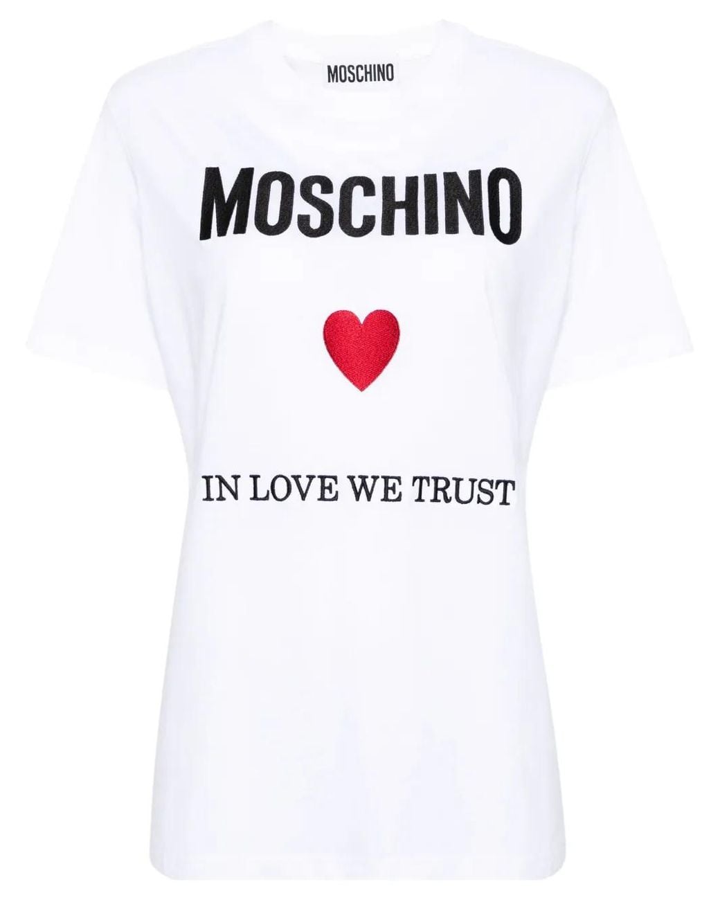 Moschino White Moschino In Love We Trust Cotton T-Shirt