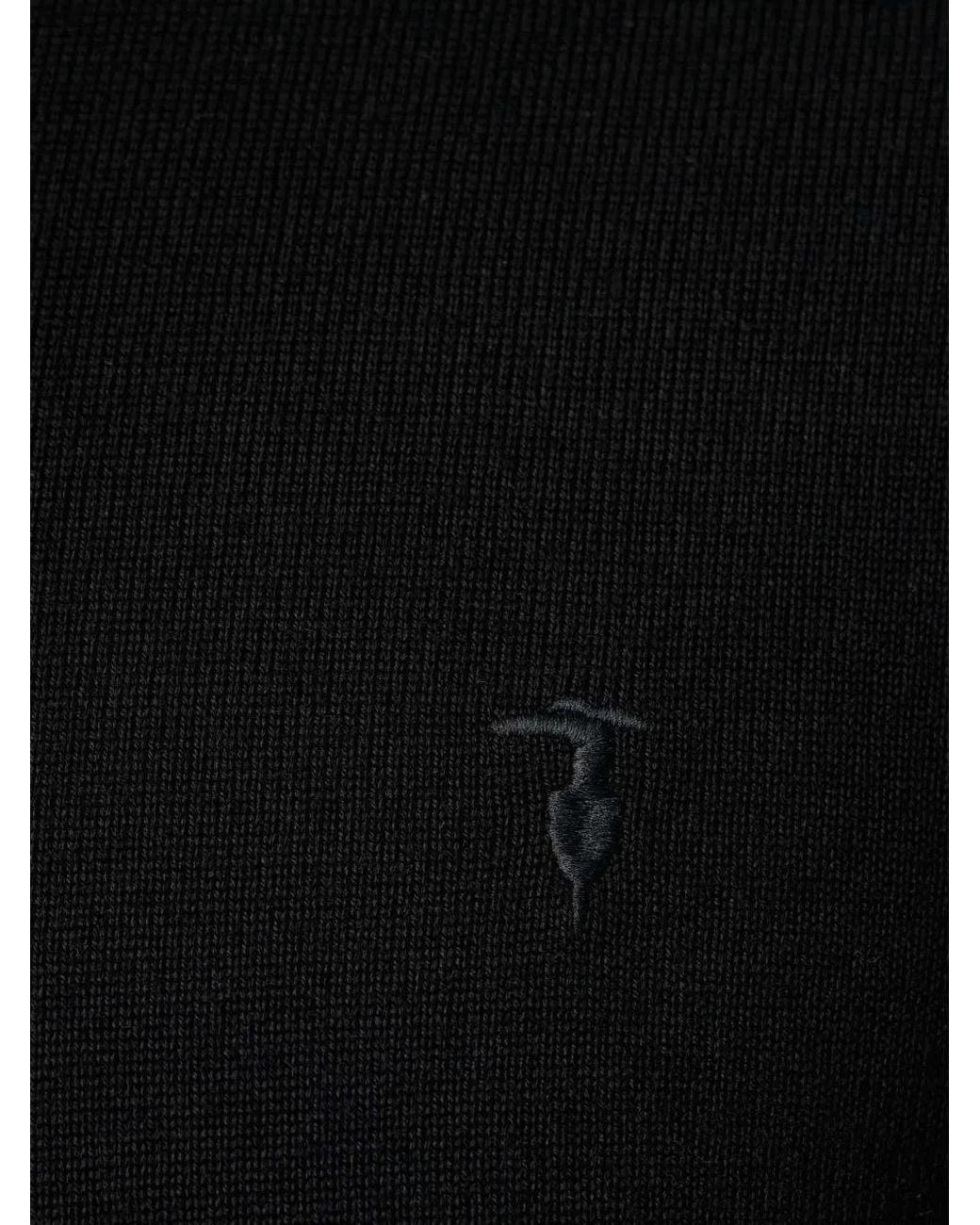 Trussardi Black Logo-Embroidered Crew-Neck Sweater for men