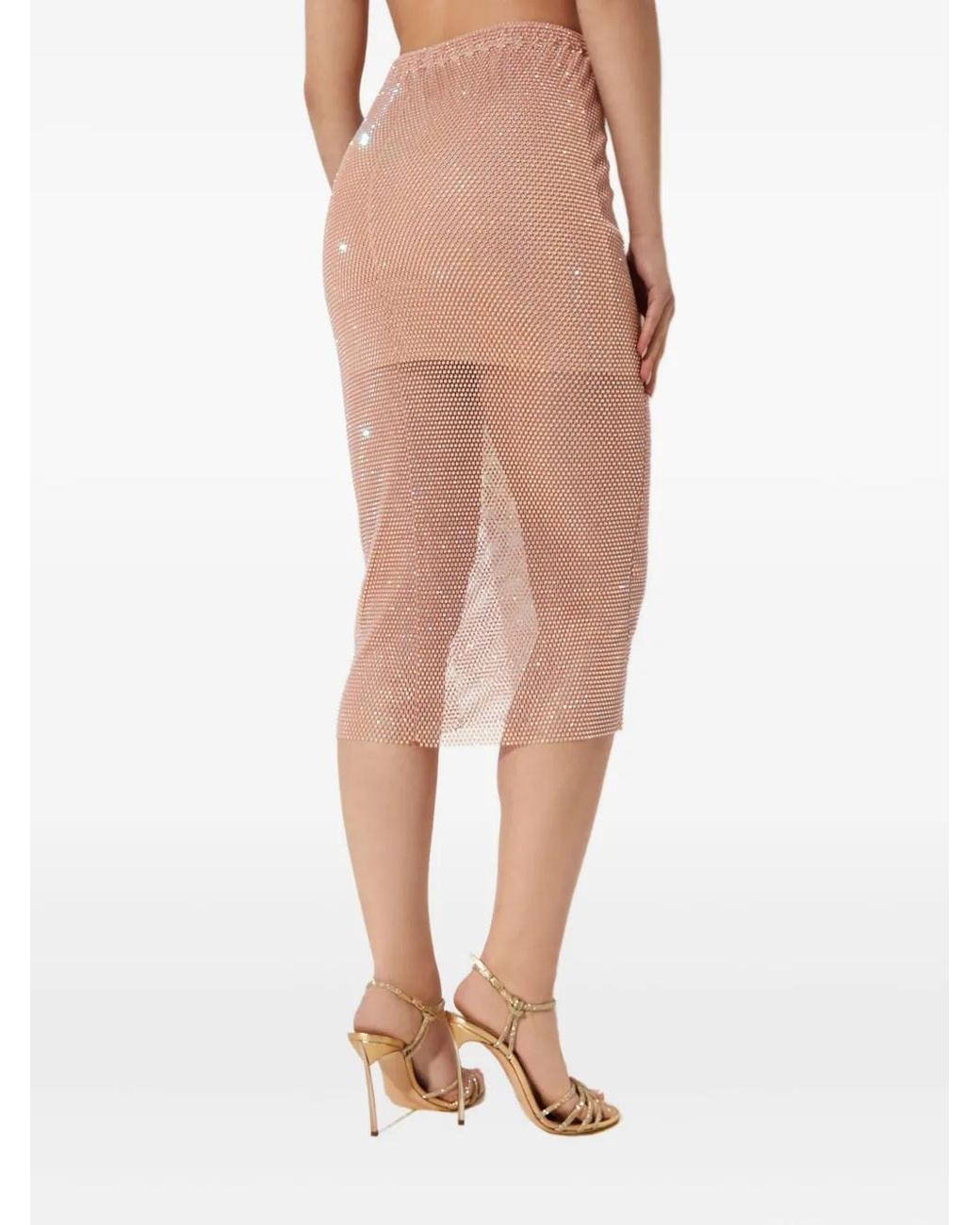 Santa Brands White Crystal-Embellished Midi Skirt