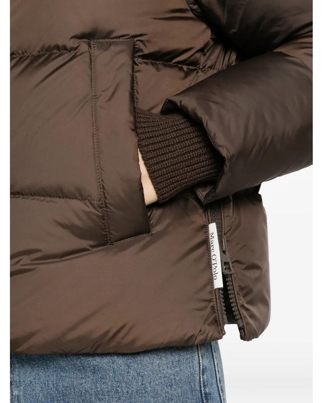 Marc O' Polo Brown Quilted Hooded Jacket