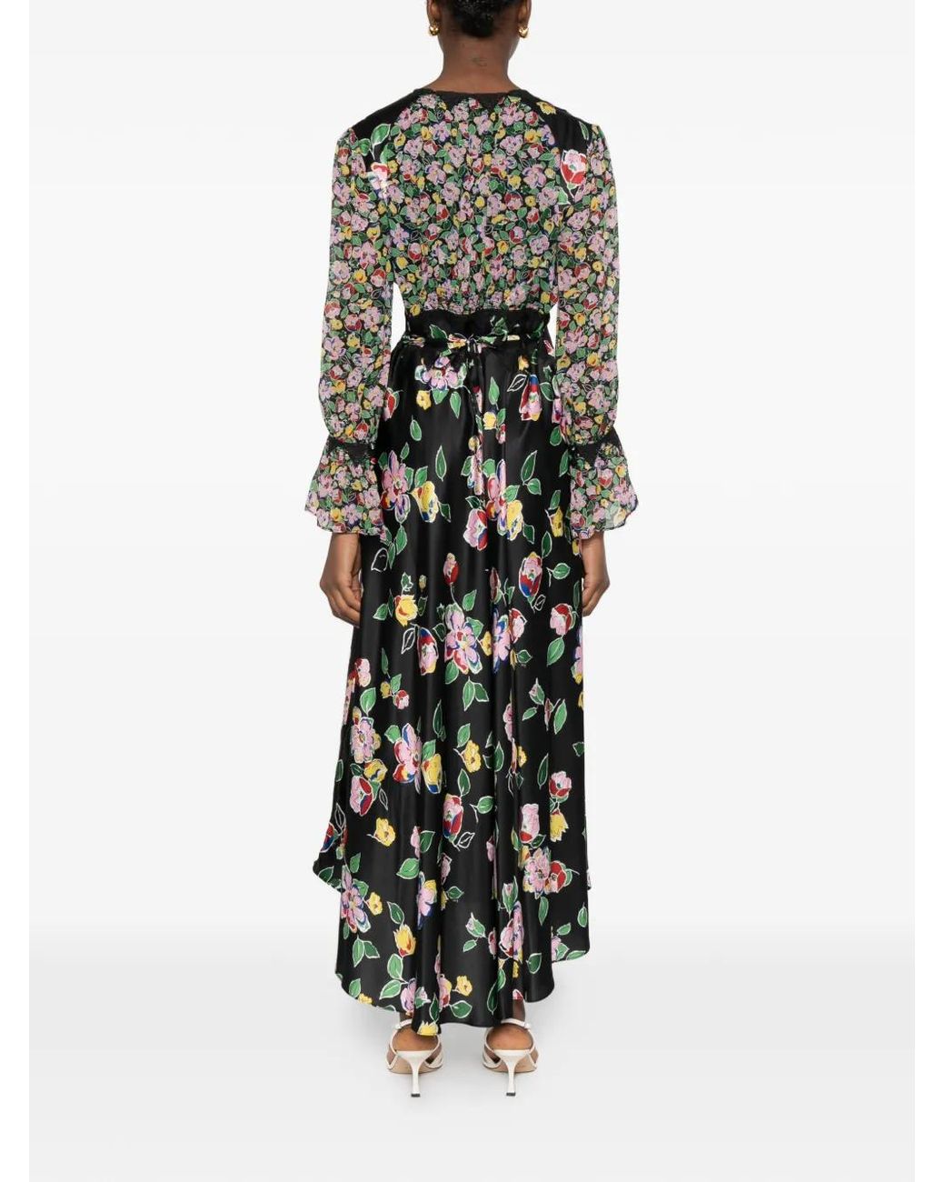 Rixo White Lace-Detail Floral-Print Maxi Dress