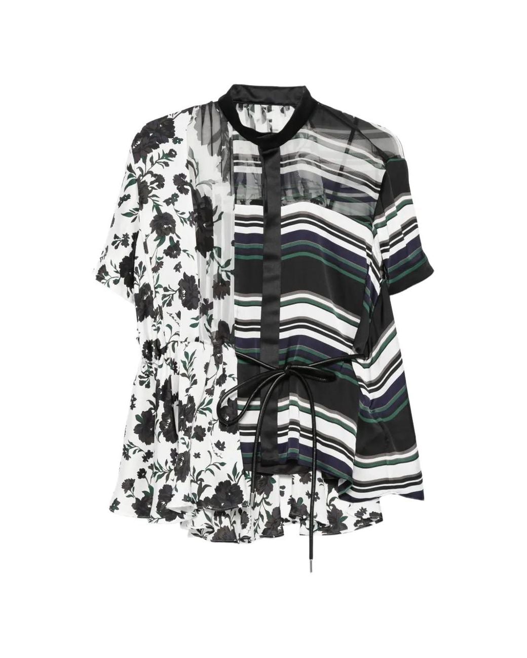 Sacai White Short-Sleeve Blouse