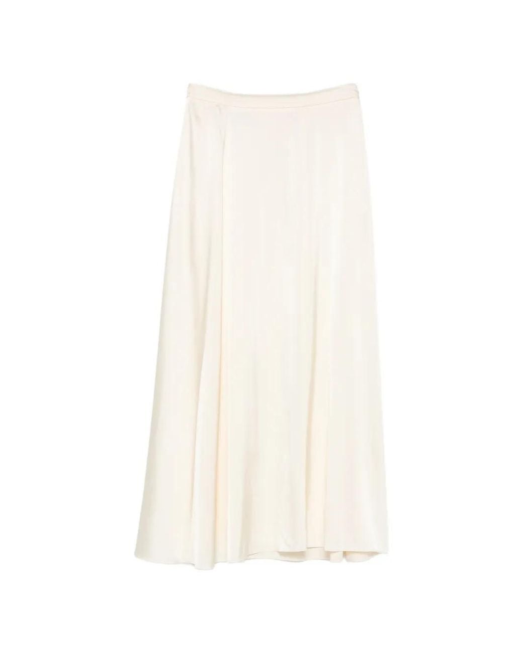 Forte_forte White Satin-Finish Elasticated-Waist Midi Skirt