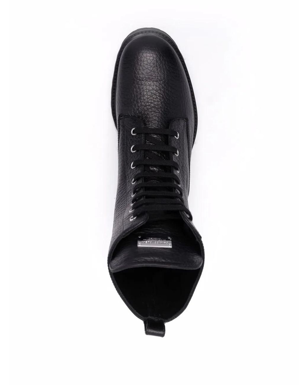 Philipp Plein Black Star-Studded Leather Boots for men