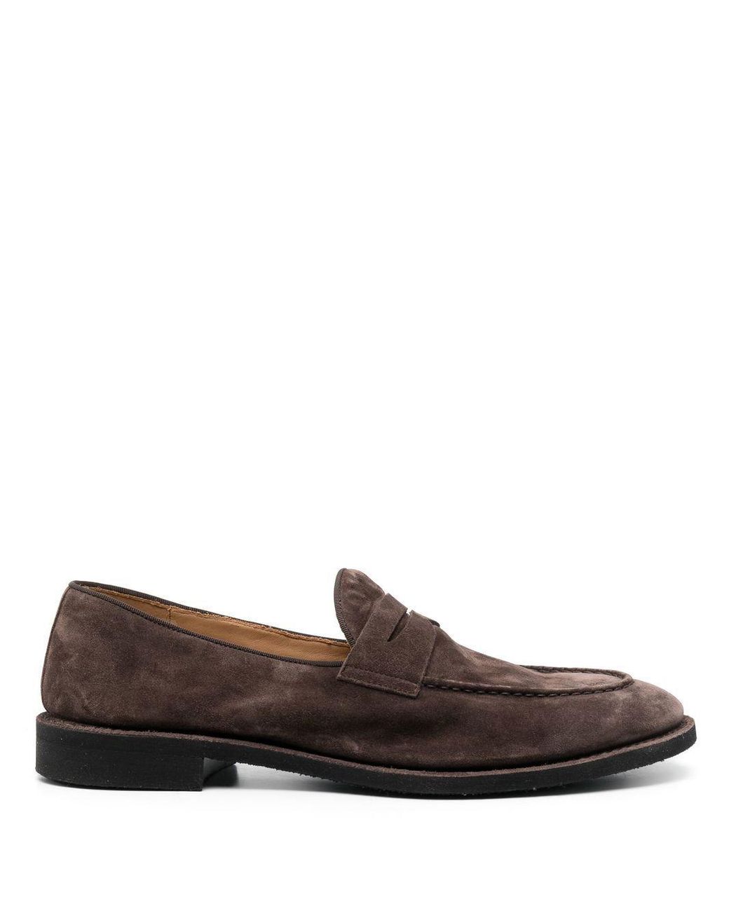 Alberto Fasciani Penny-slot Calf-suede Loafers in Brown for Men | Lyst