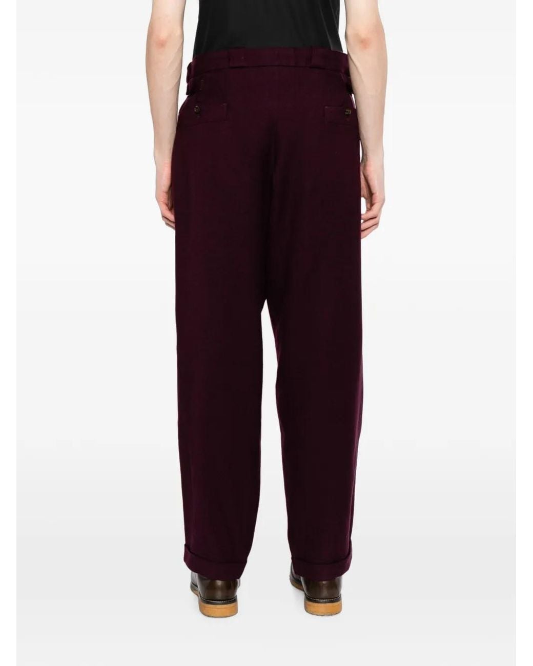 Yohji Yamamoto Purple Pantalon Plissé À Fermeture Zippée for men
