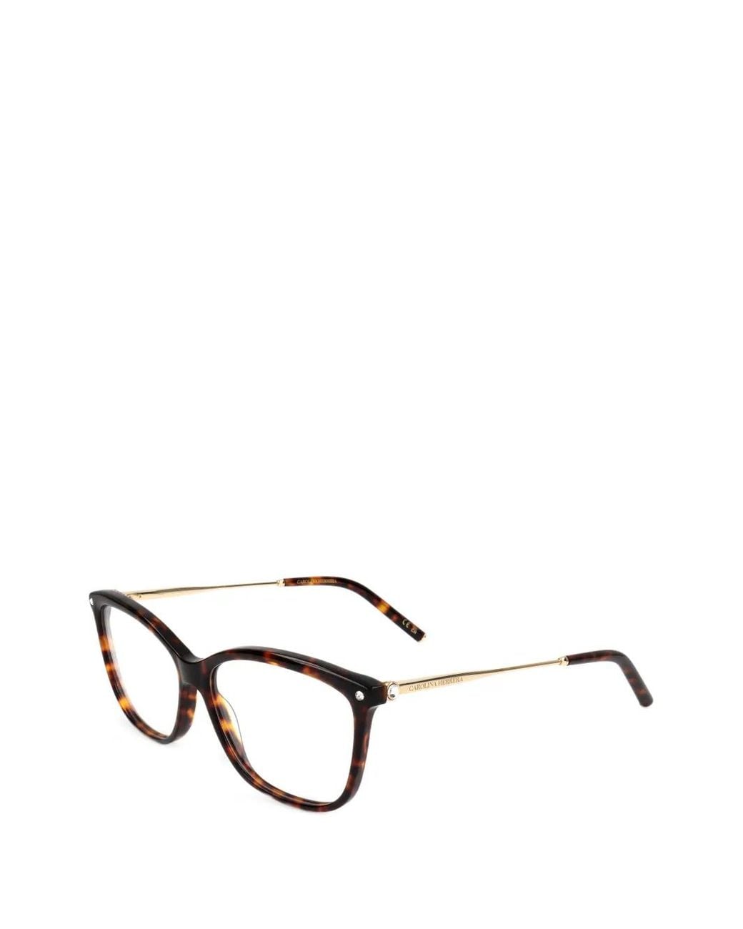 Carolina Herrera Brown Rectangle-Frame Glasses