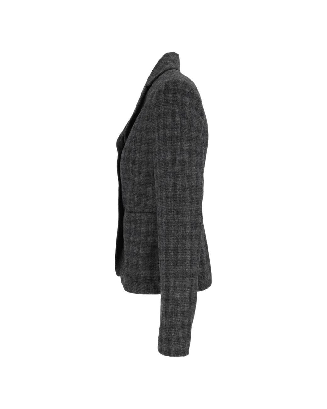 Antonelli Black Check-Pattern Notched-Lapels Jacket
