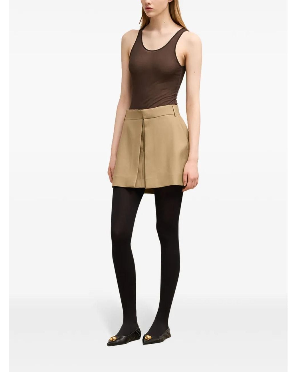 AMI Natural Panelled Mini Skirt