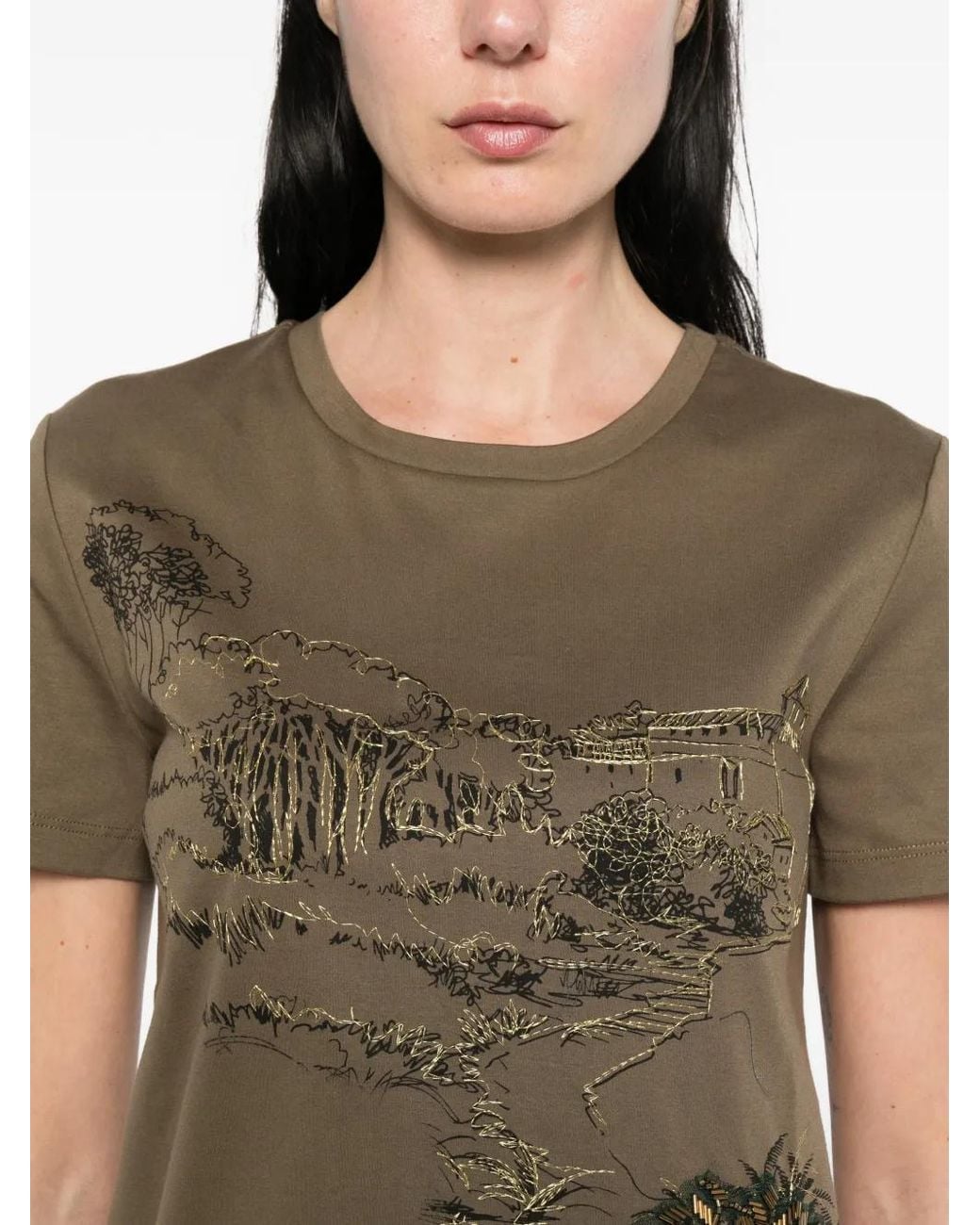 Max Mara Green Embellished T-Shirt