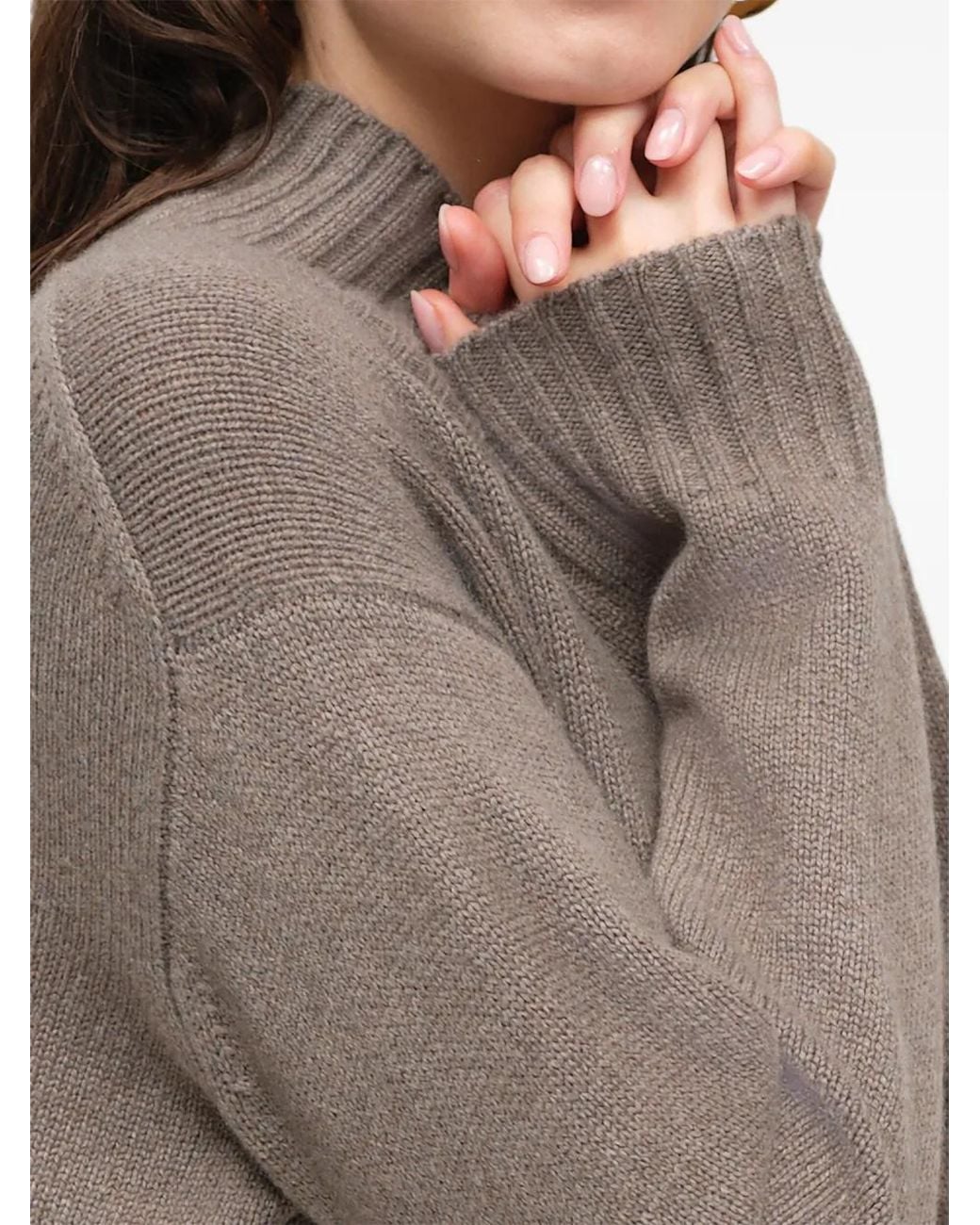 Chinti & Parker Brown Ribbed-Knit Crossover-Neck Sweater