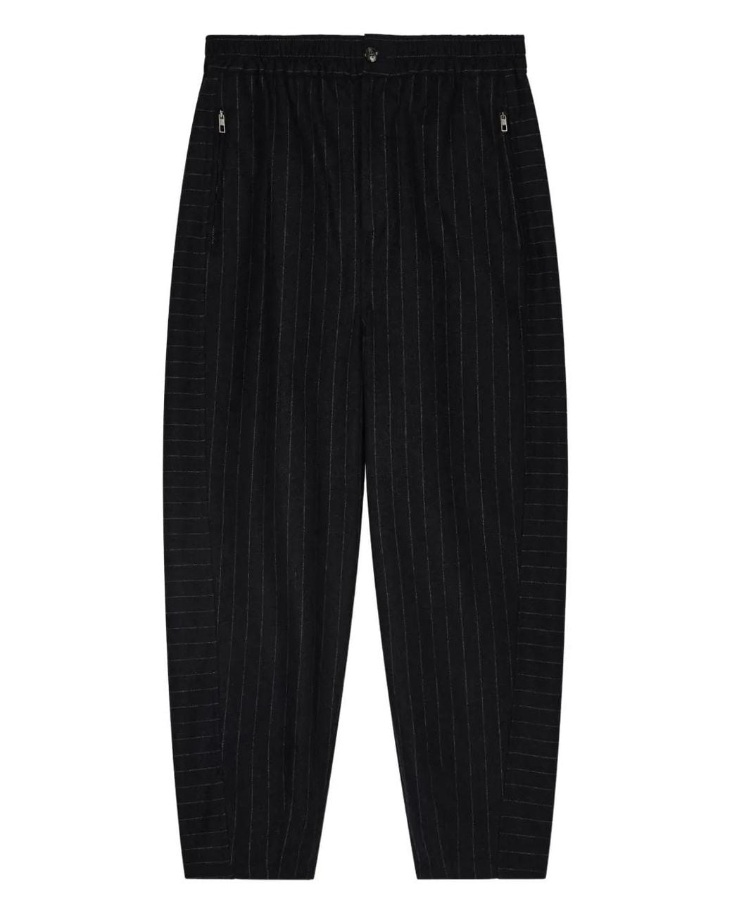 Giorgio Armani Black Pinstriped Tapered Trousers for men