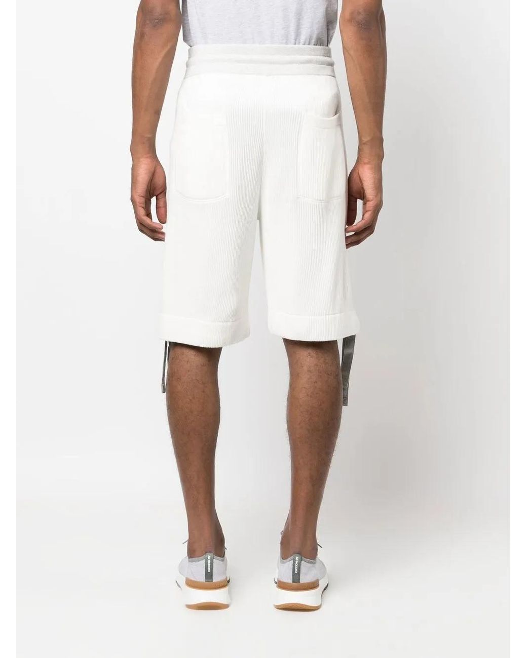 Brunello Cucinelli White Knitted Bermuda Shorts for men
