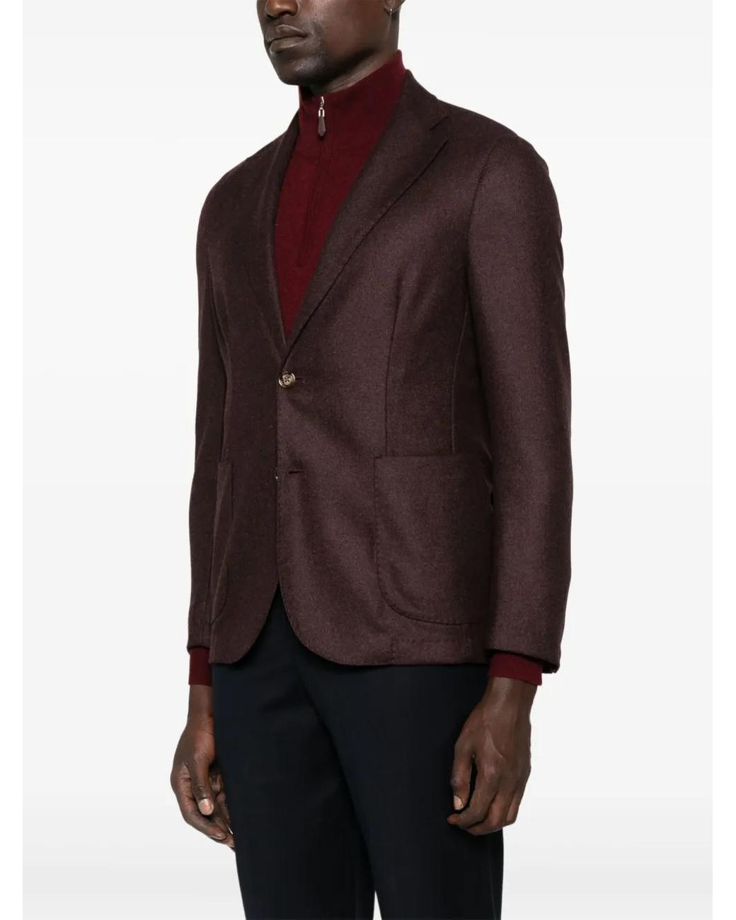 Barba Napoli Brown Patch-Pocket Button-Front Blazer for men
