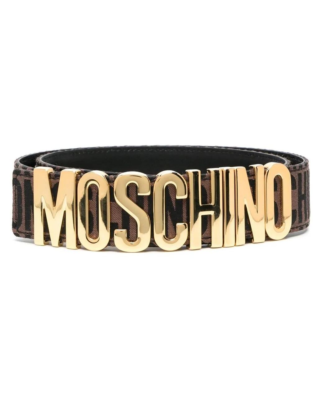 Moschino Brown Logo-Lettering Leather Belt for men