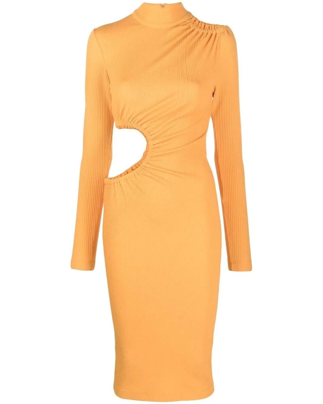 ROTATE BIRGER CHRISTENSEN Orange Cut-Out Asymmetric Dress