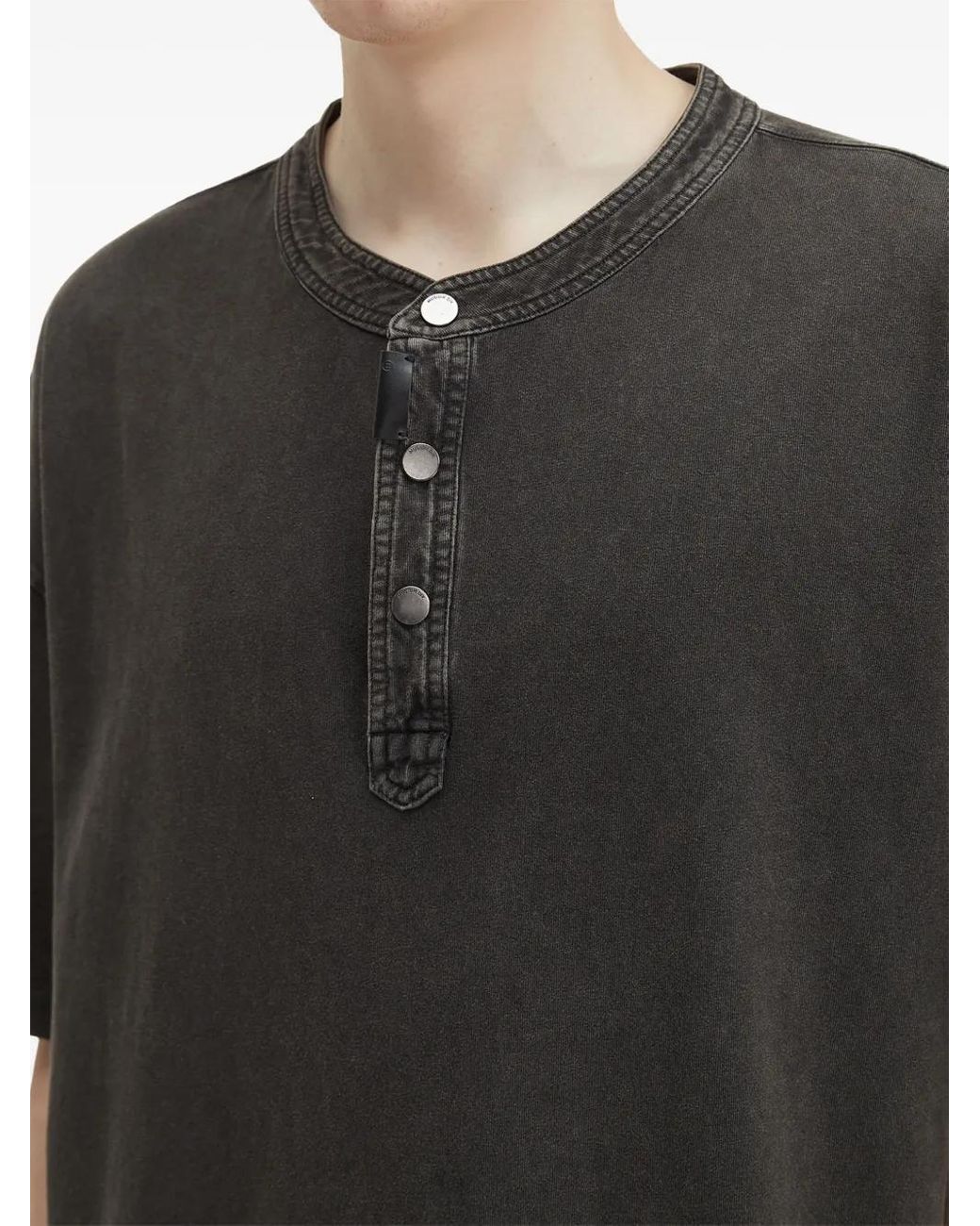 Musium Div. Black Button-Detail Oversized T-Shirt for men