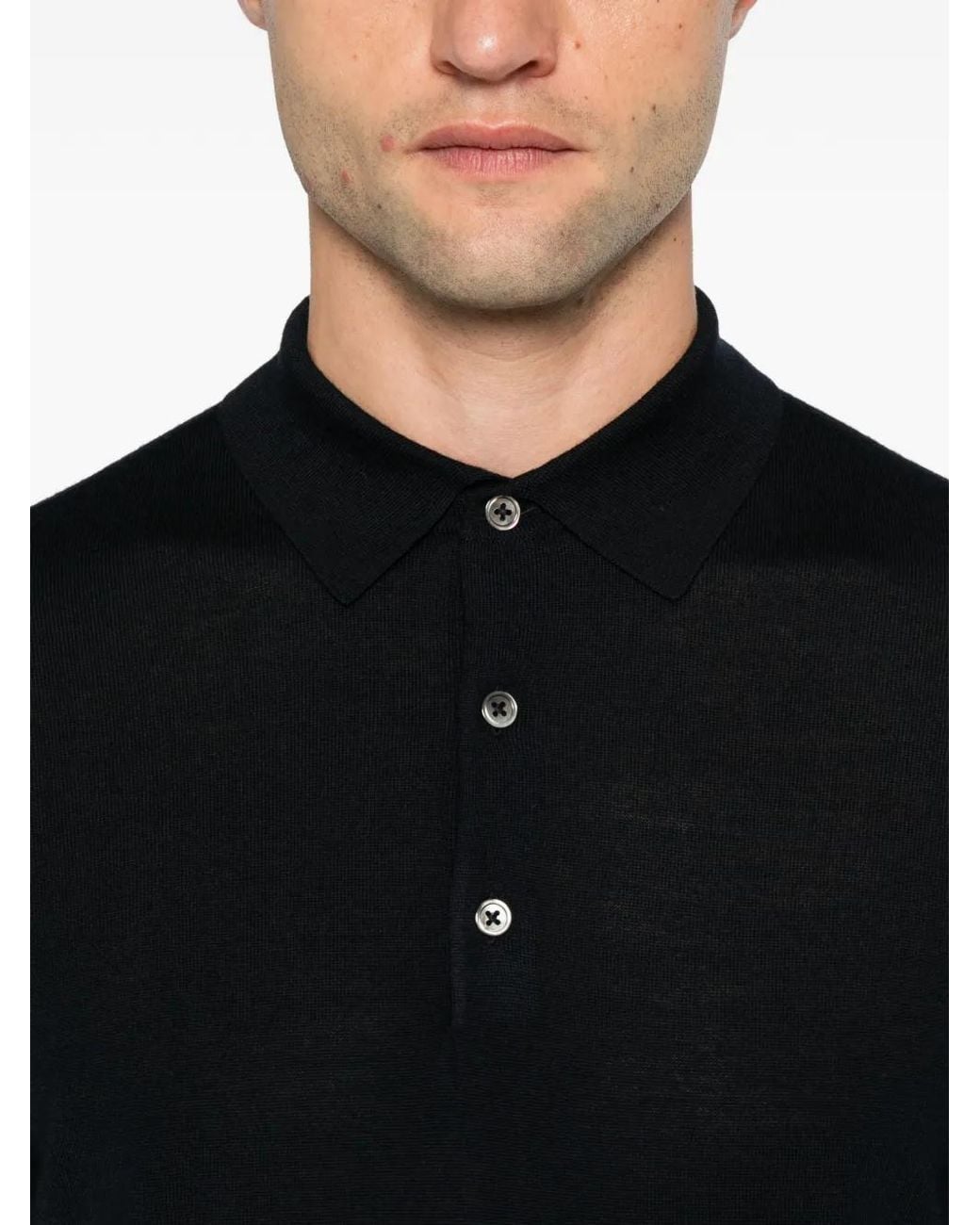 ÉPHÉMÈRE Black Long-Sleeve Polo Shirt for men