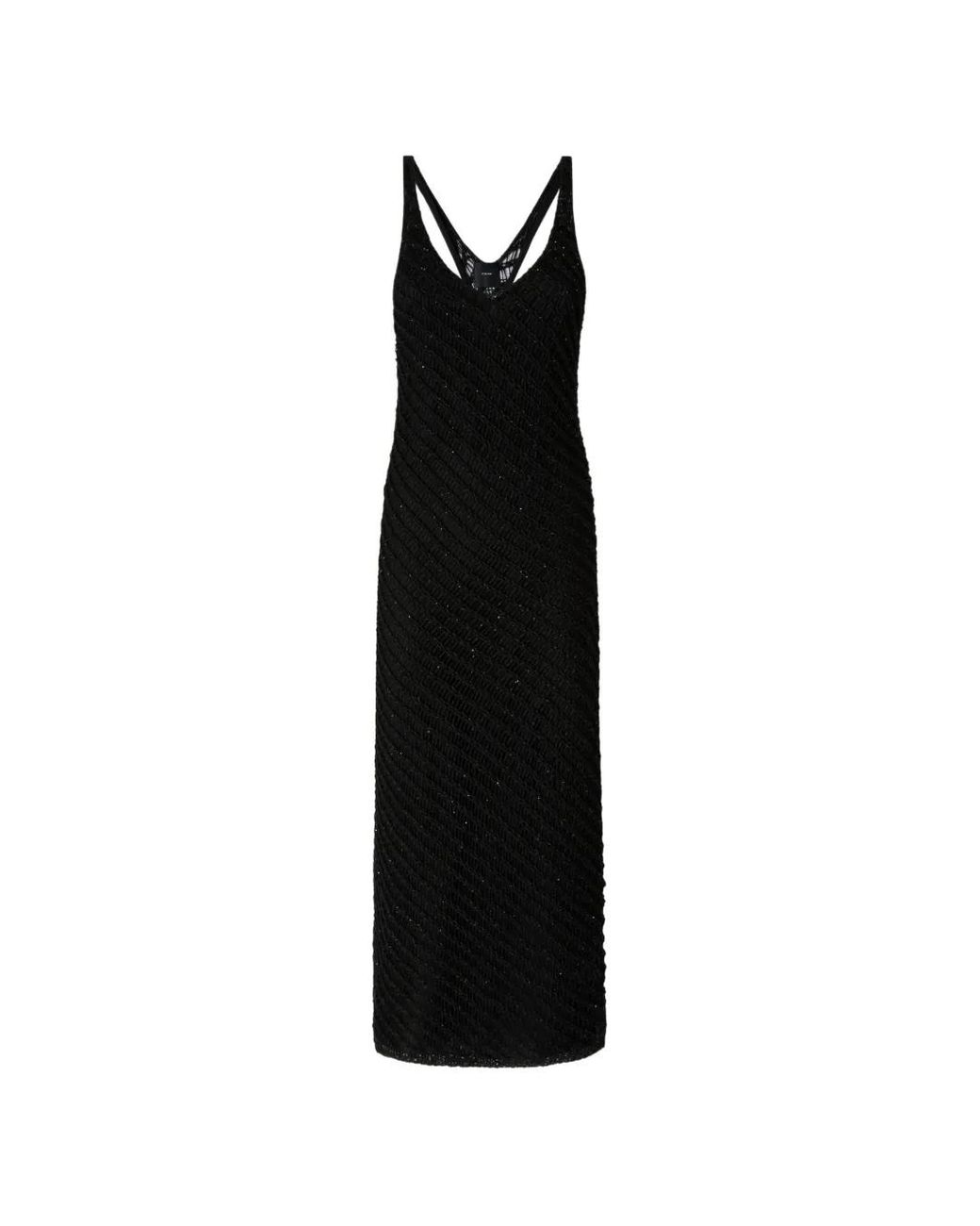 Pinko Black Midi V-Neck Dress