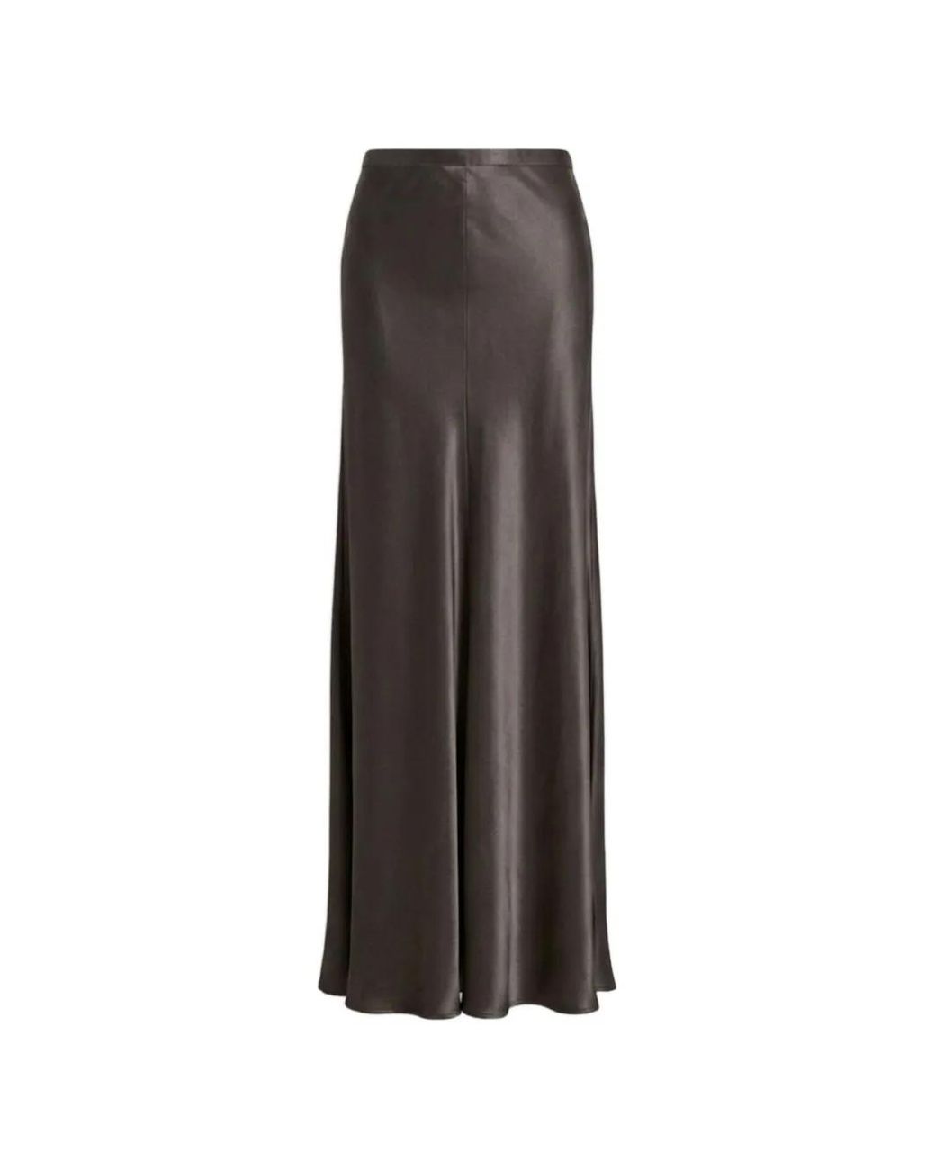 Alberta Ferretti Gray Satin-Effect Flared Maxi Skirt