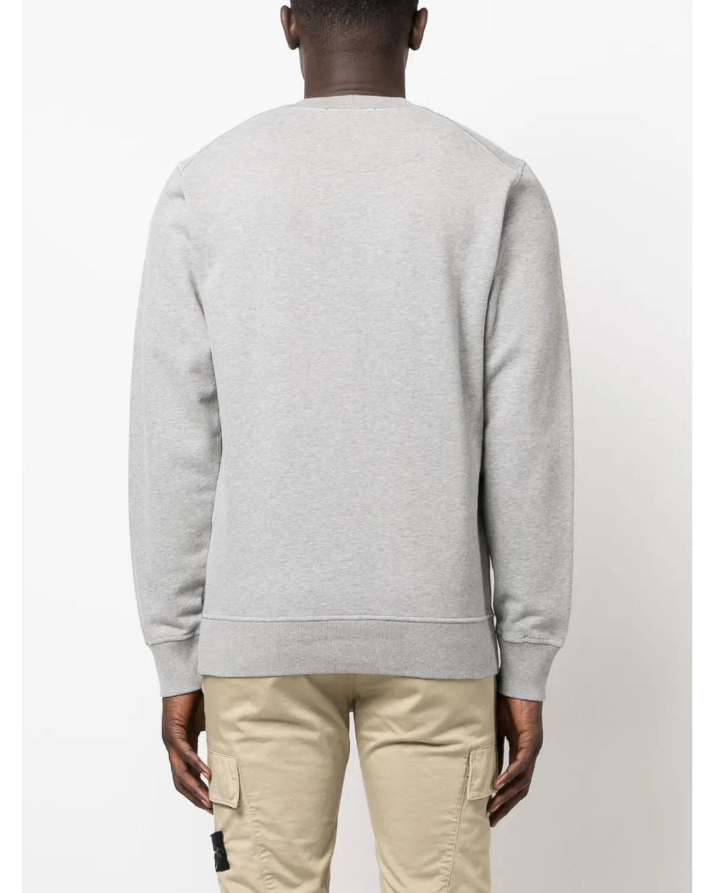 Stone Island Gray Logo-Embroidered Cotton Sweatshirt for men