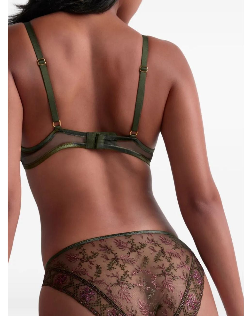 Aubade Gray Sound Of Heart Embroidered Briefs