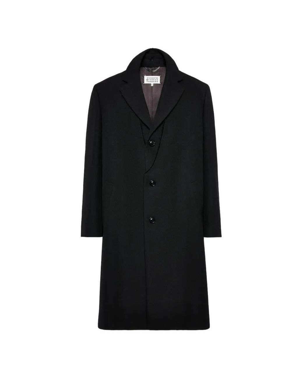 Maison Margiela Black Raw-Edge Single-Breasted Coat for men