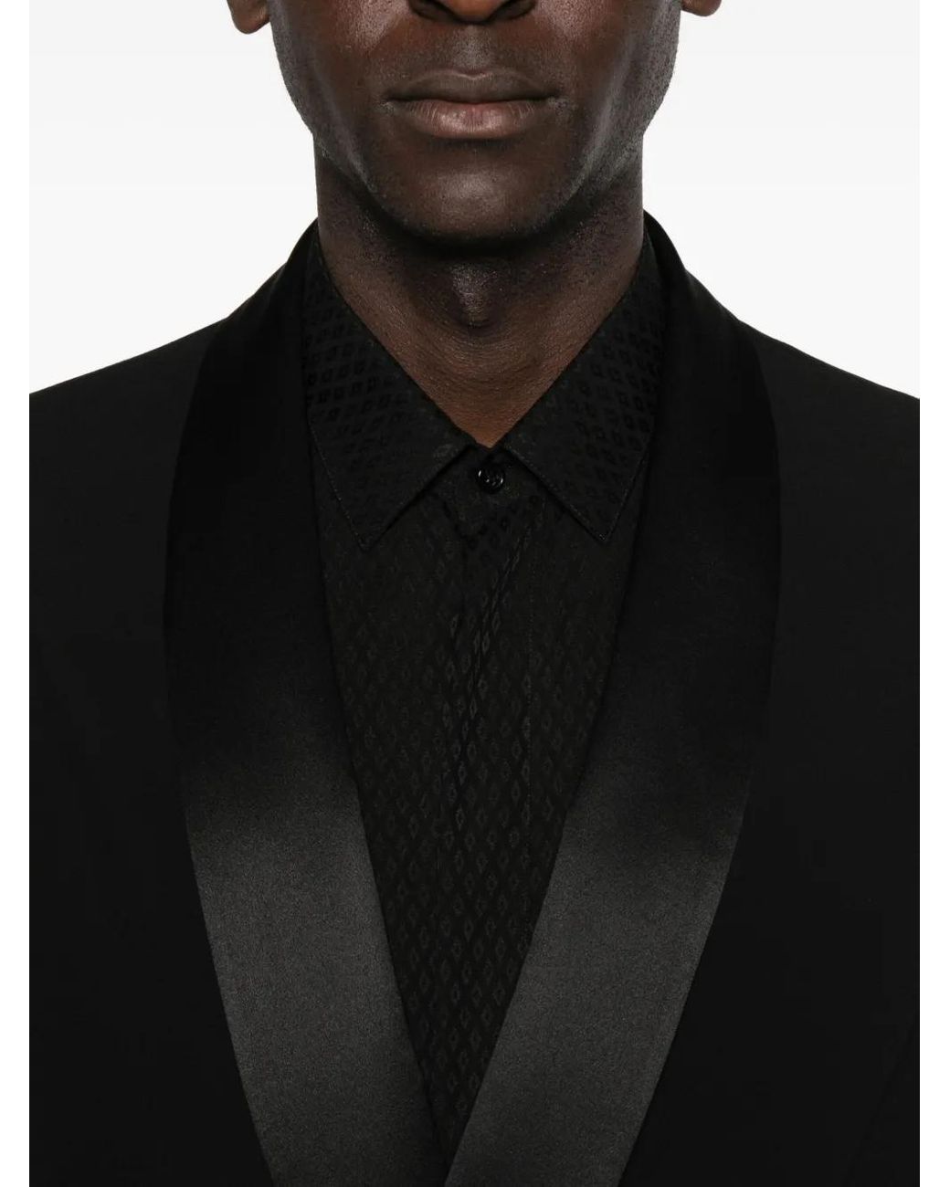 Giorgio Armani Black Satin-Lapels Double-Breasted Suit for men