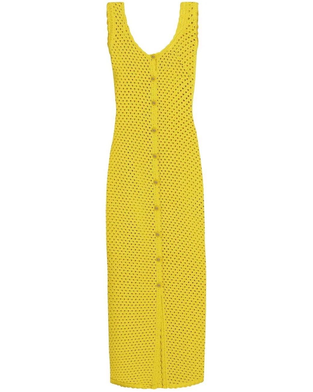 Dolce & Gabbana Yellow Crochet-Knit Midi Dress
