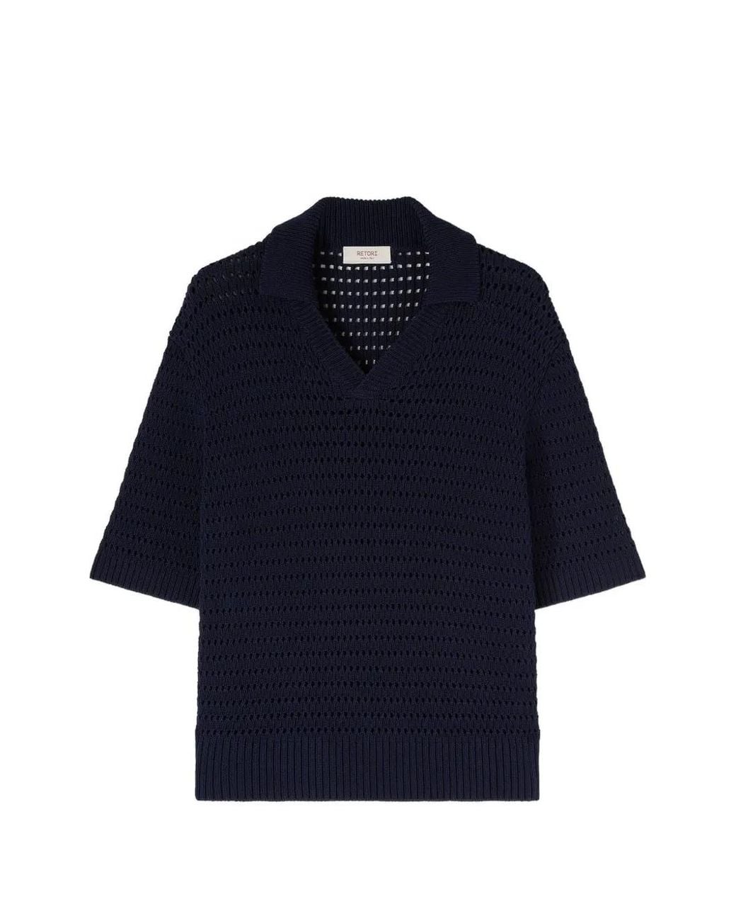 RETORI Blue V-Neck Cotton T-Shirt for men