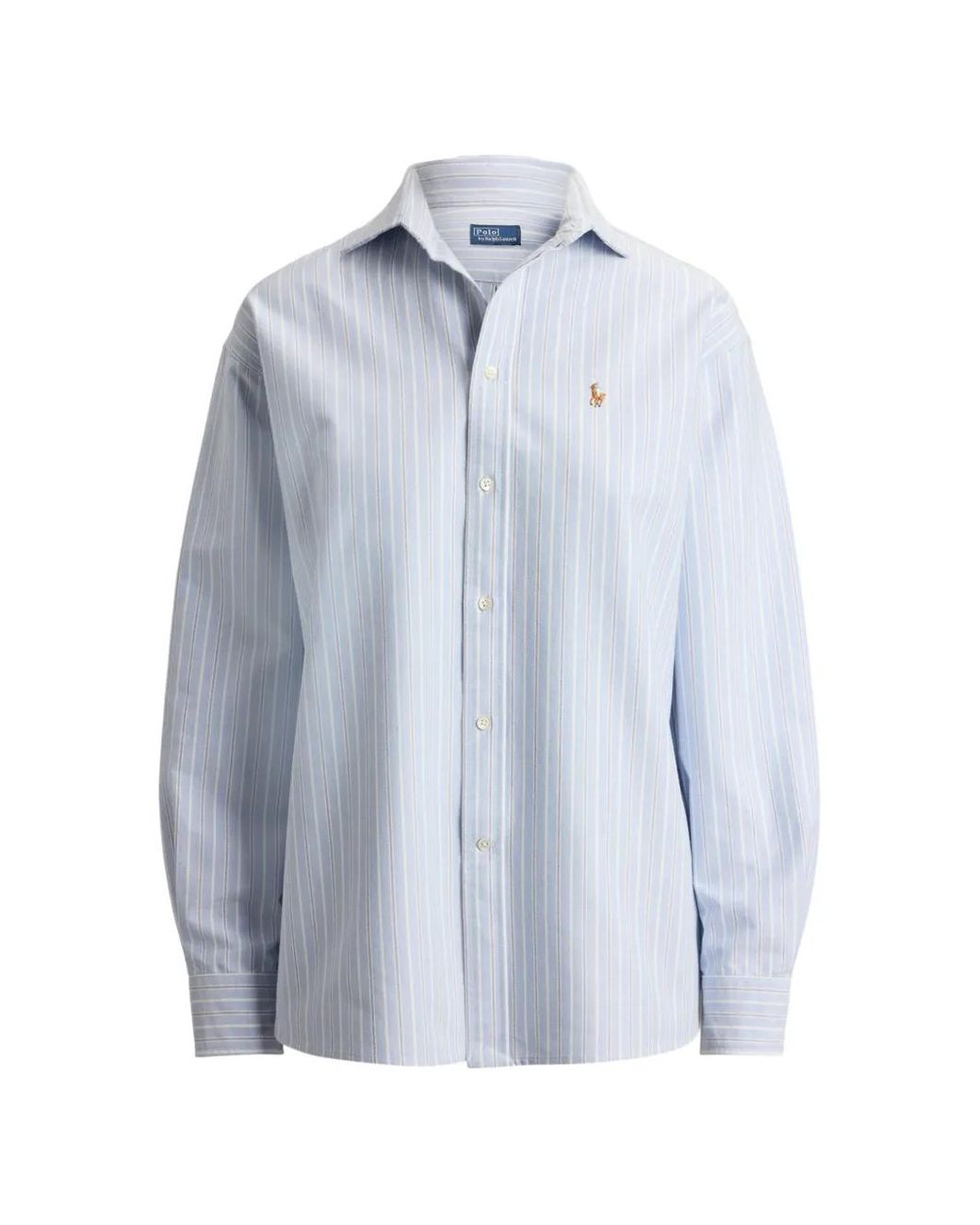 Polo Ralph Lauren Blue Vertical-Stripe Embroidered-Logo Shirt