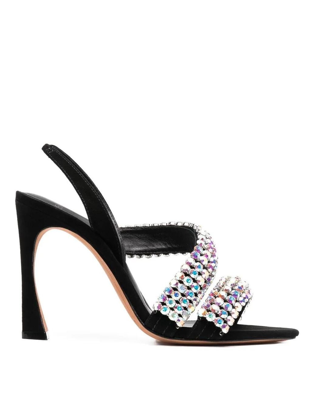Alexandre Birman Black Crystal-Embellished Leather Sandals