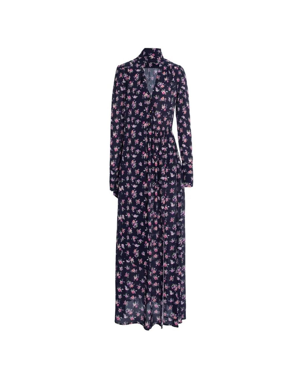 CuAnna Blue Floral-Print Tie-Neck Dress