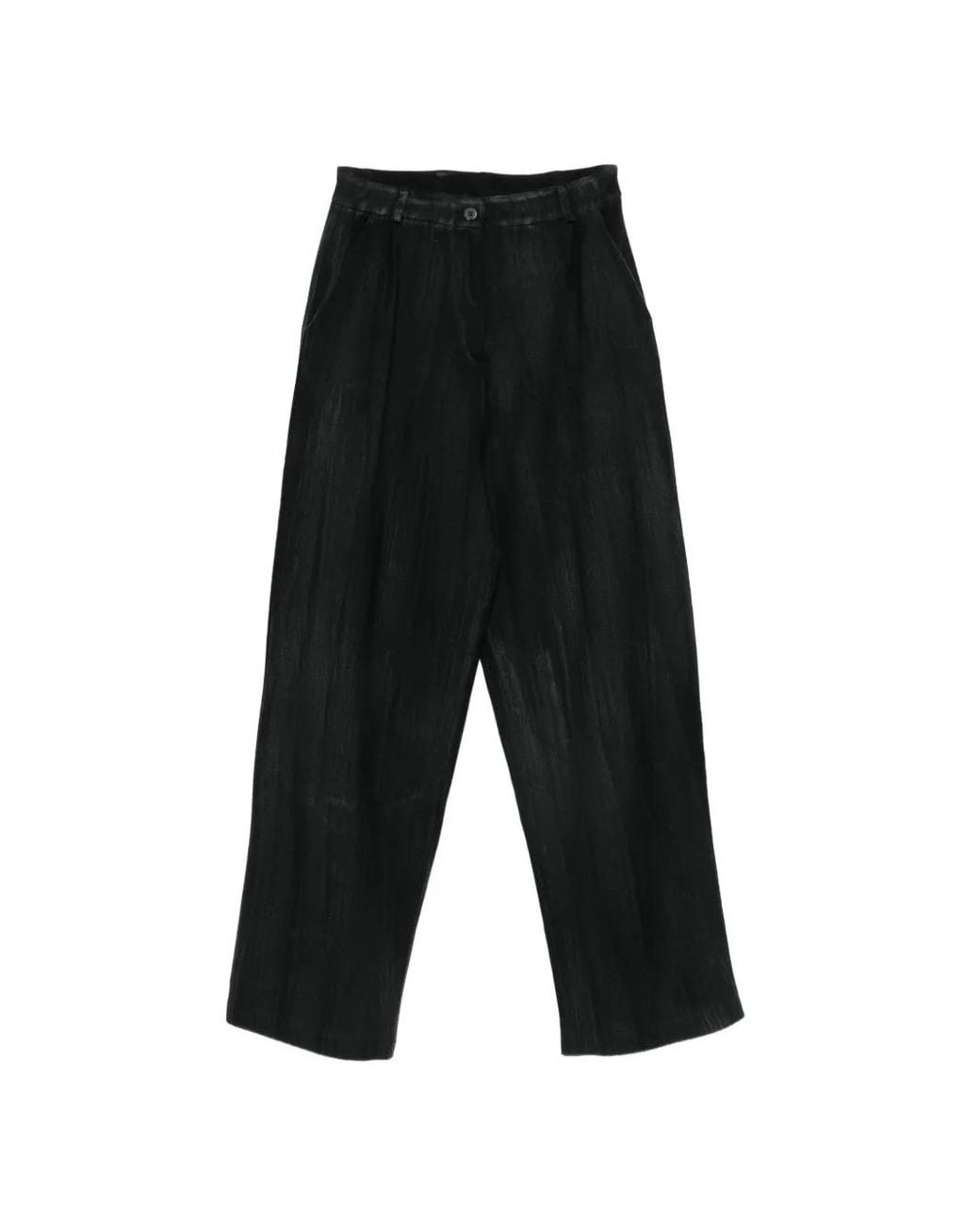 Avant Toi White Faded-Effect Pleated Trousers