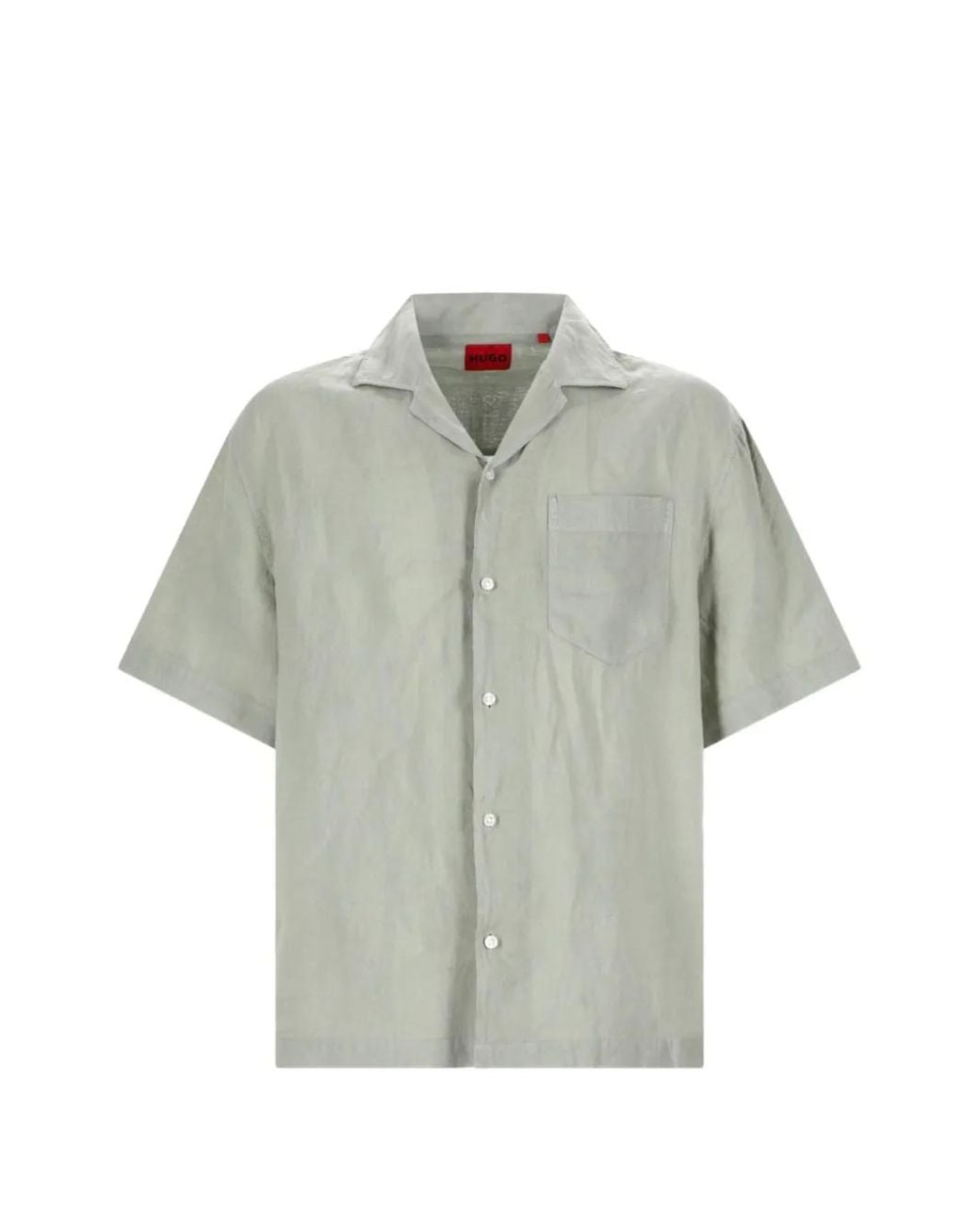 HUGO Gray Short-Sleeve Linen Shirt for men