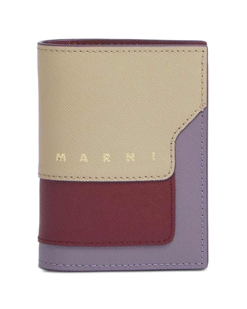 Marni Purple Taupe, Ruby And Saffiano-Leather Bifold Wallet