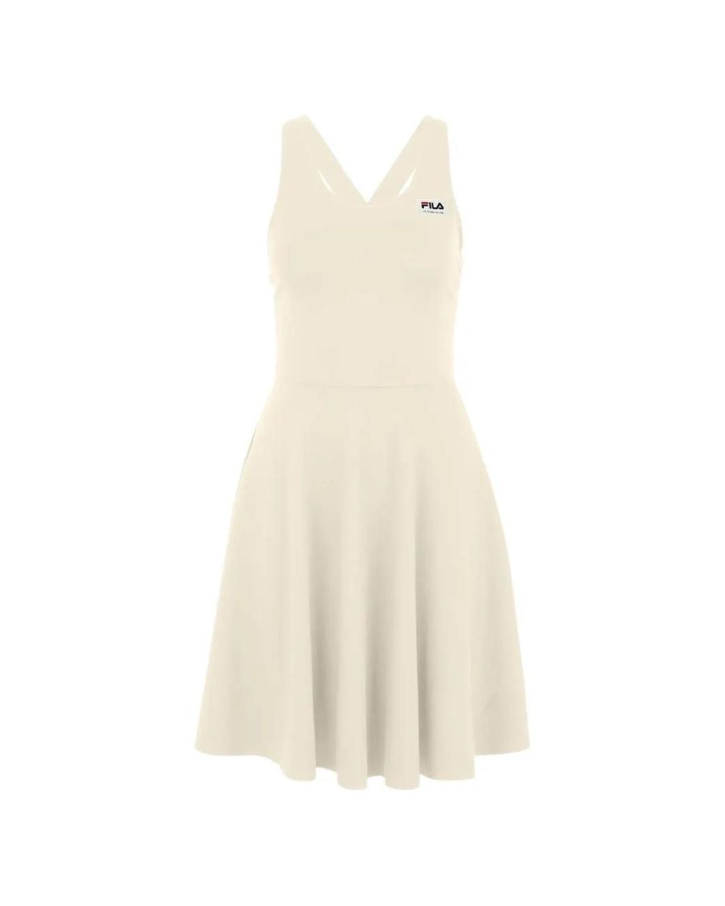Fila White Logo-Patch Cross-Back Mini Dress