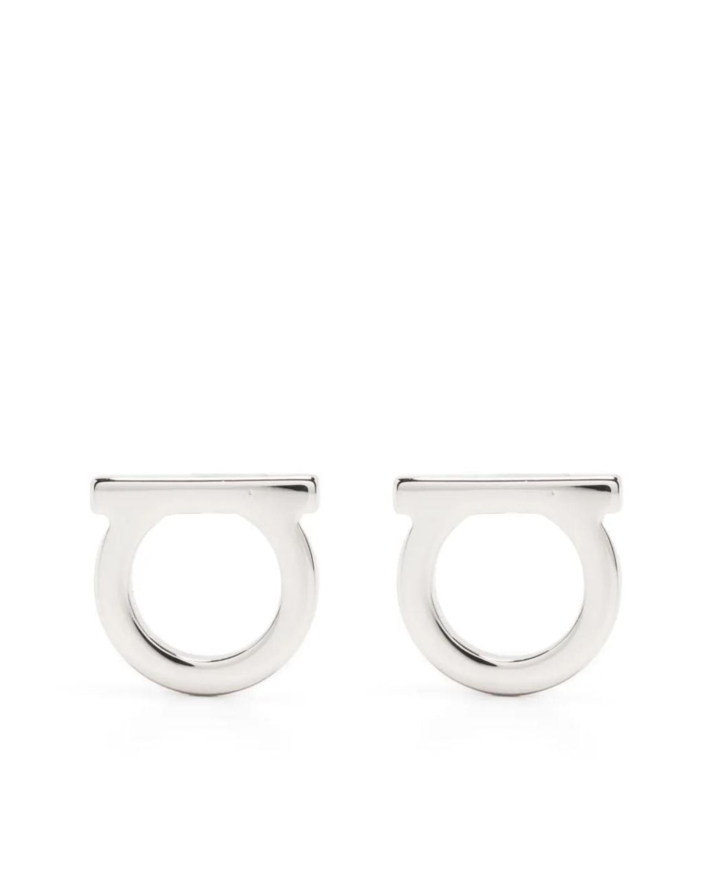 Ferragamo White Gancini Earrings
