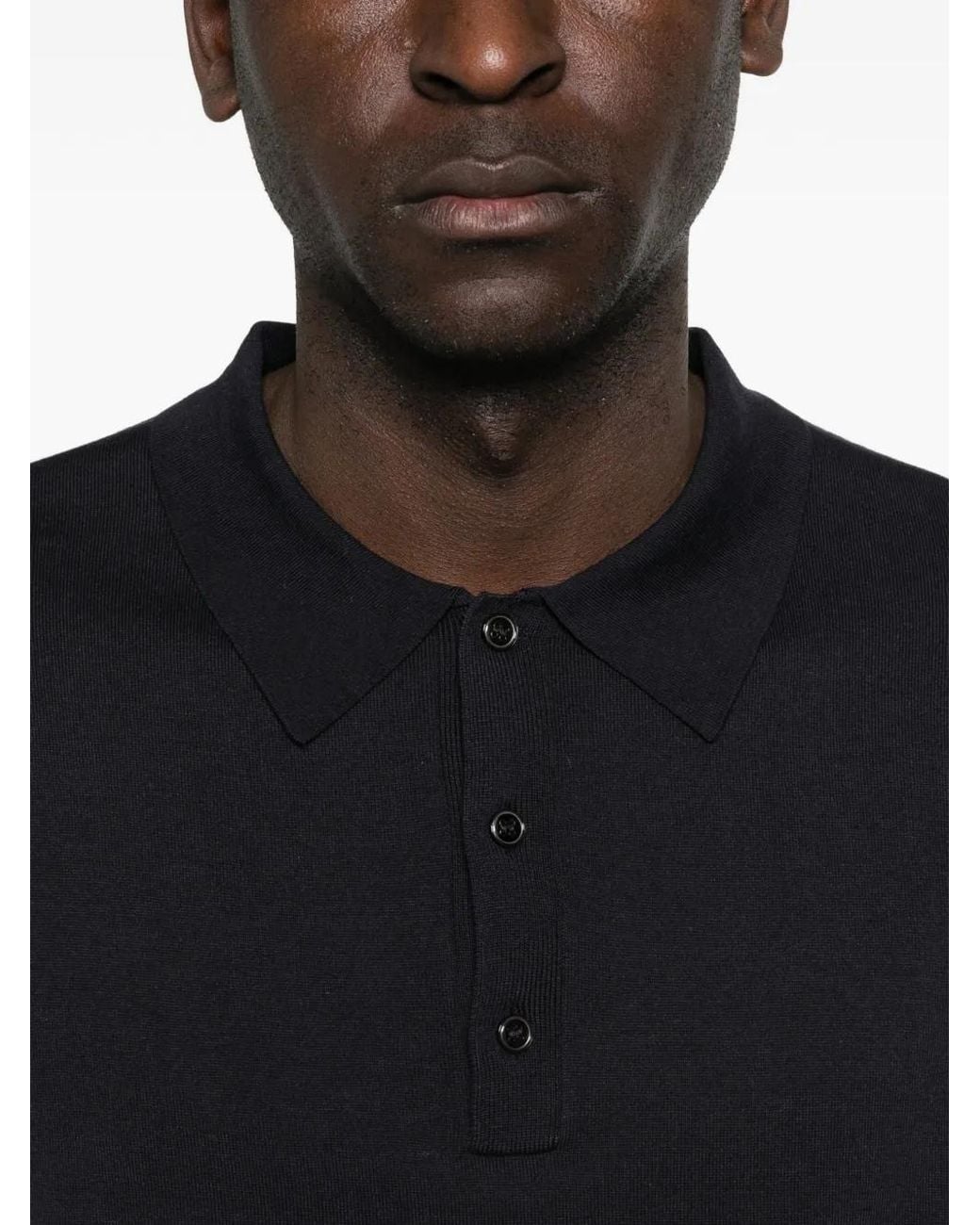 Studio Nicholson Black Polo Arieta Boutonné À Manches Courtes for men