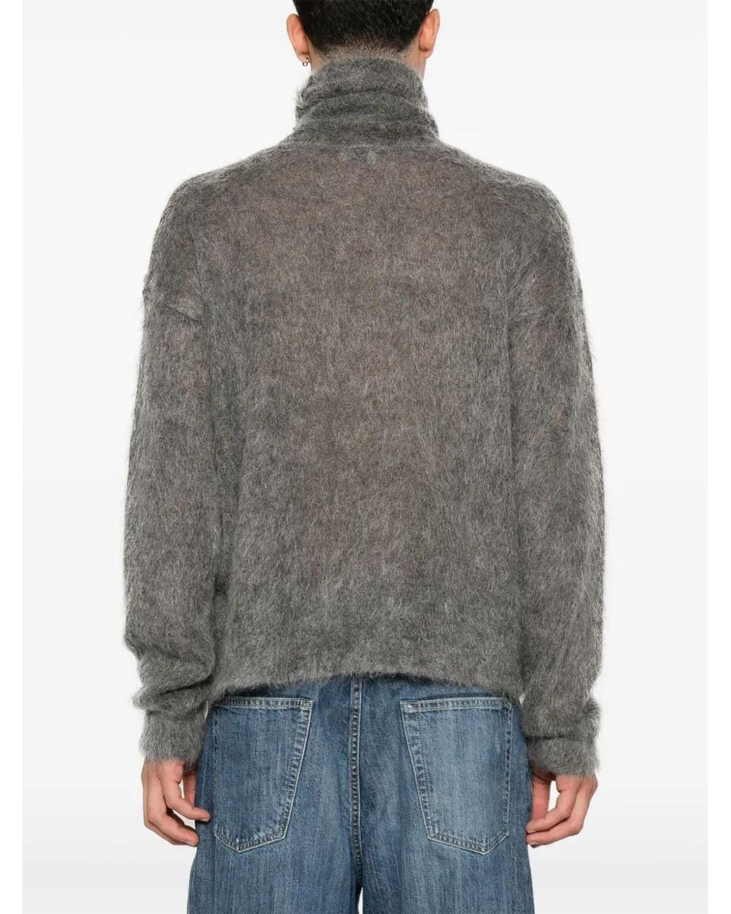 Saint Laurent Gray Mohair Turtleneck Jumper for men