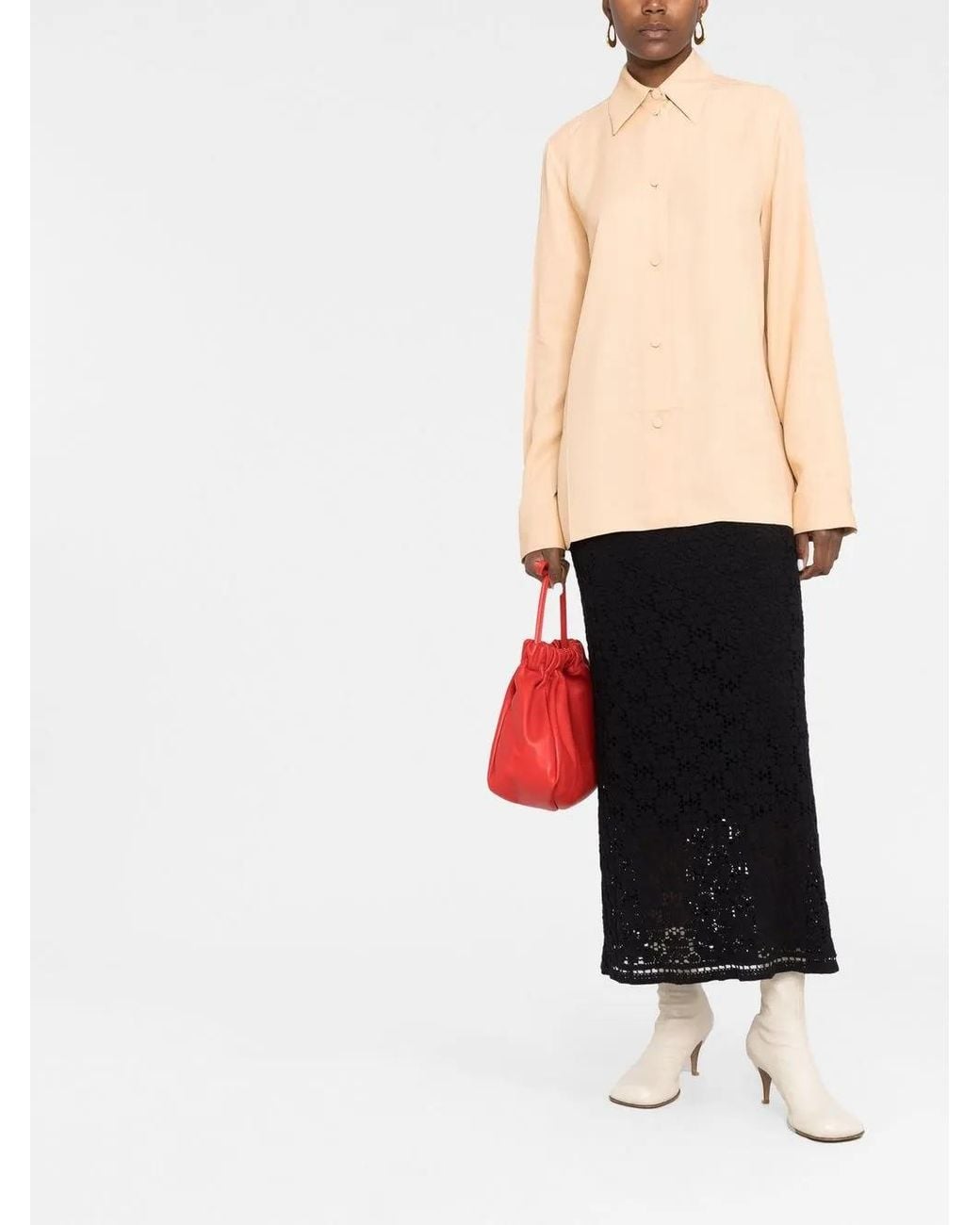 Jil Sander Natural Classic Collar Buttoned Blouse