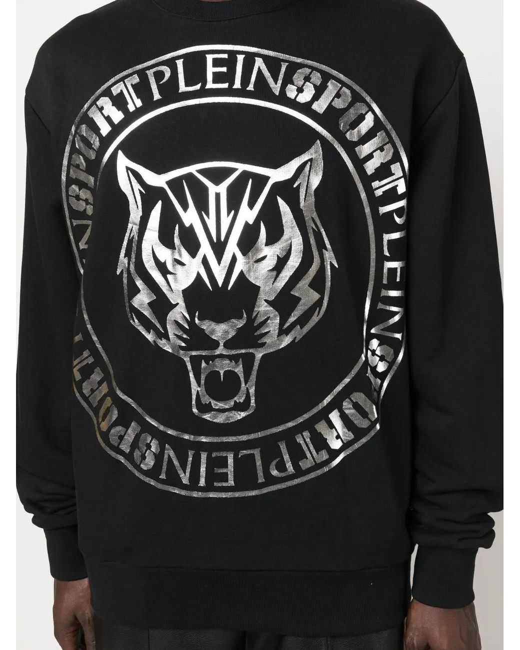 Philipp Plein Black Tiger Logo-Print Sweatshirt for men