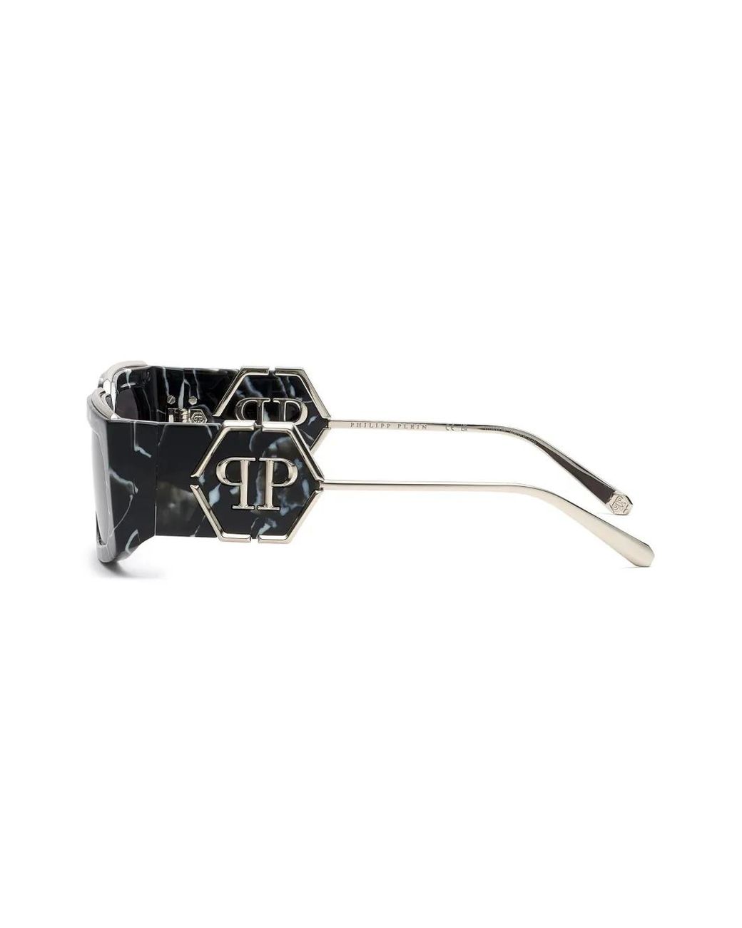 Philipp Plein Gray Rose Venus Rectangle-Frame Sunglasses
