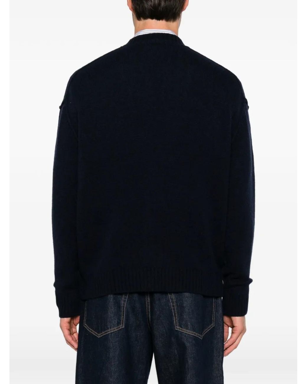 Diana Studio Black V-Neck Ribbed-Trim Cardigan for men