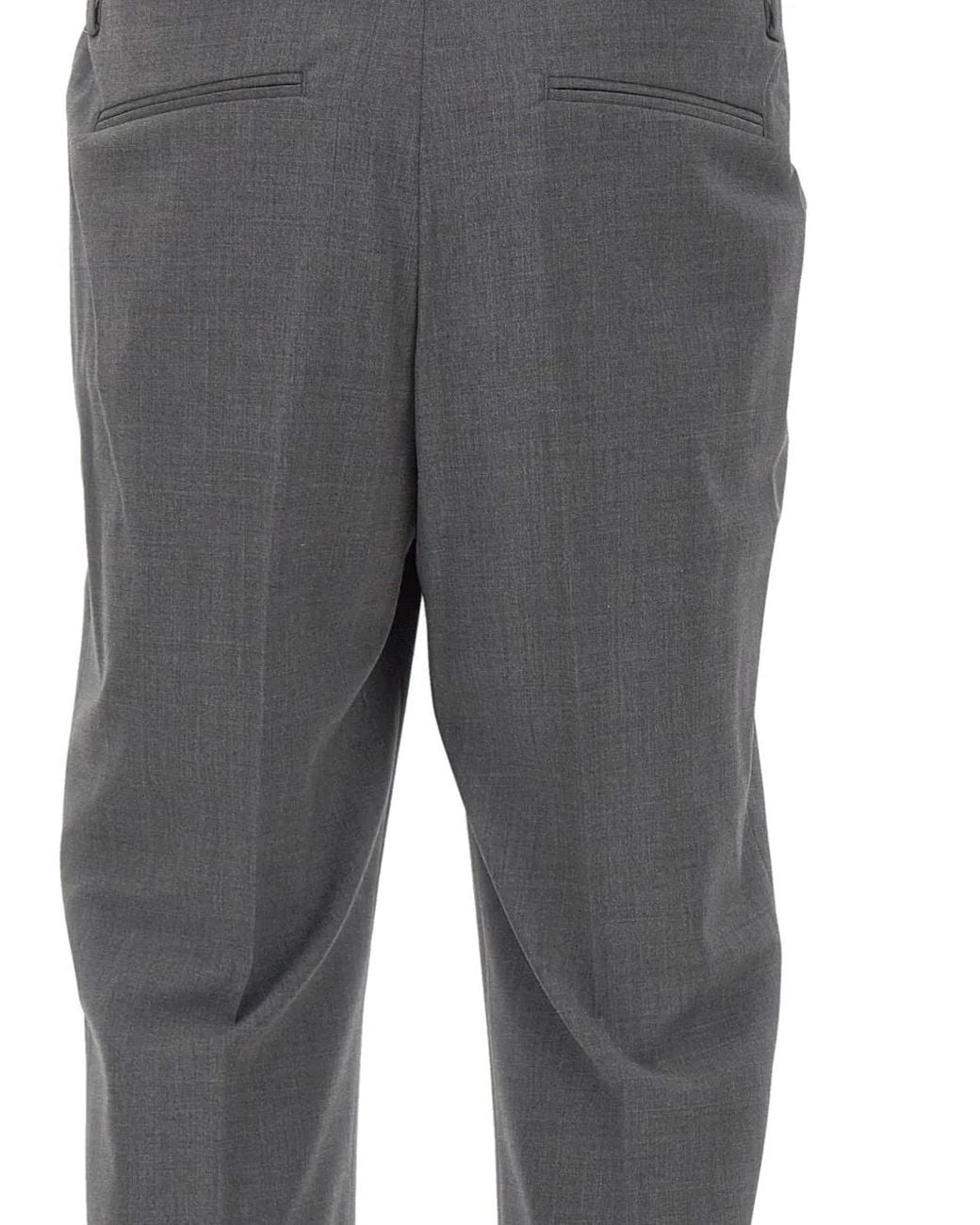 Devore Gray Pleats Cuffed Trousers for men